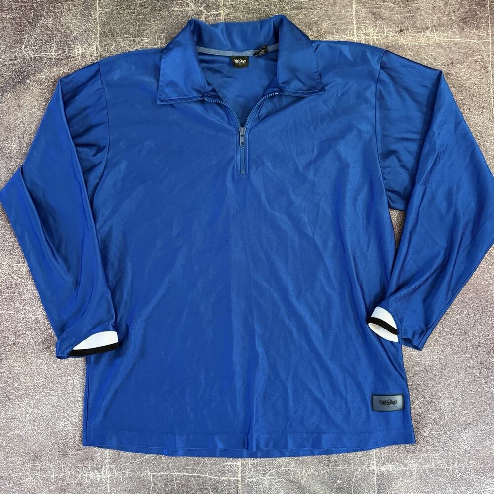 Men's Vintage Y2K Mossimo Royal Blue 1/4 Zip Pullover Warm Up Jersey Shirt Sz XL